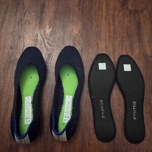 Rothy's Women's Navy Flats with Green Insole